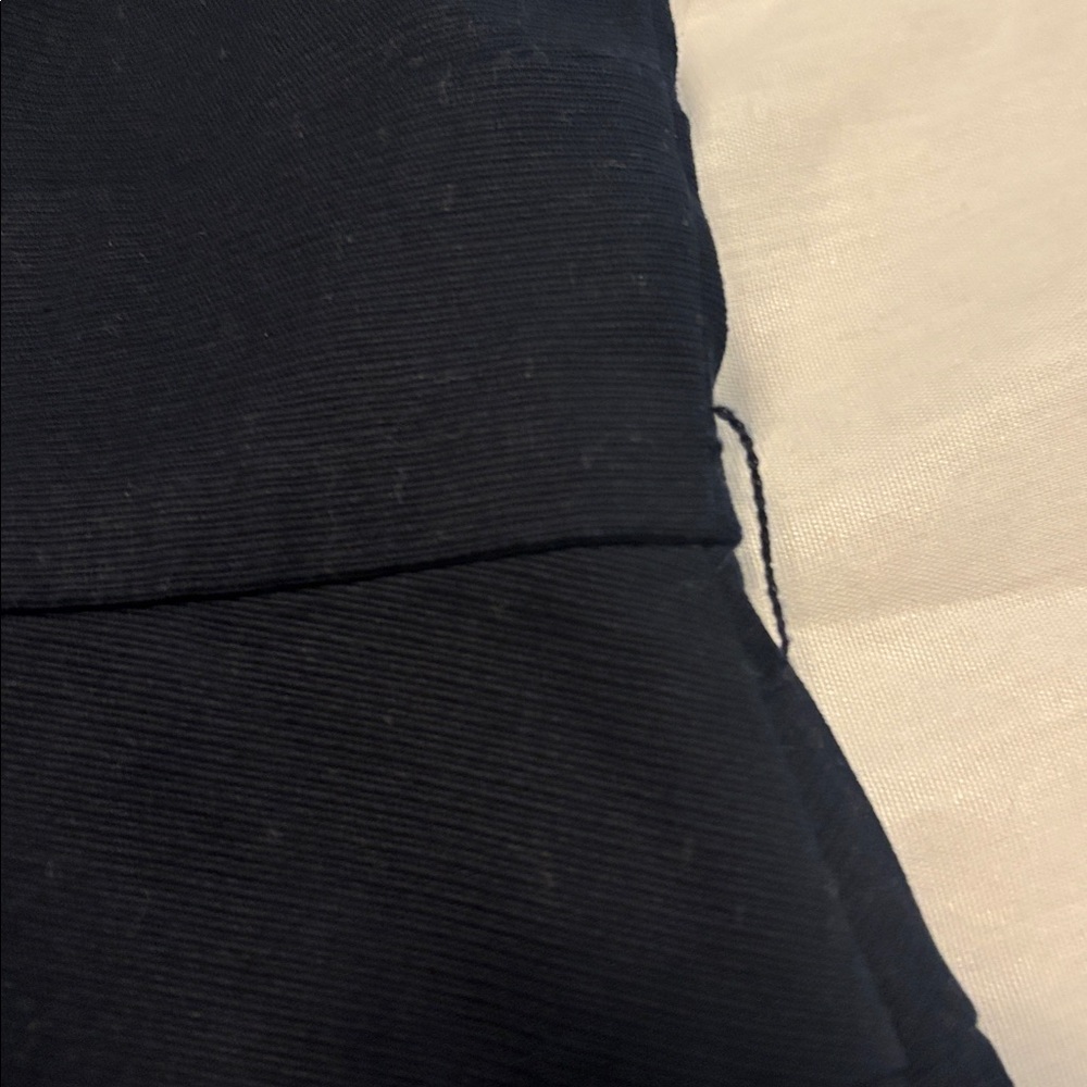 Cue Navy Mini shift Dress SZ 10 cotton stretch belt loop minimalist career wear - Picture 14 of 15